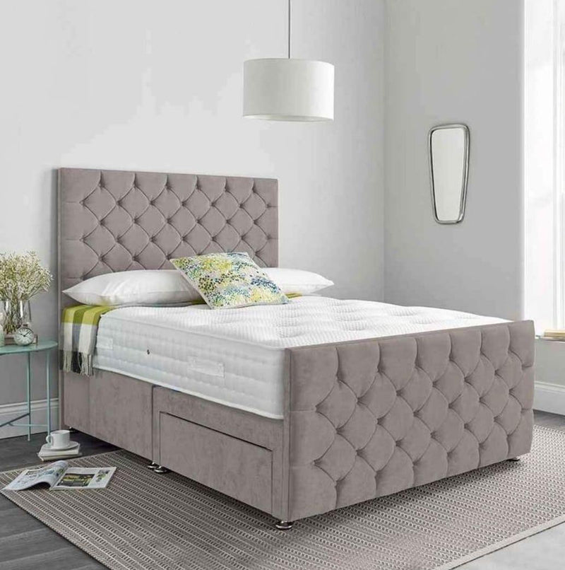 Chesterfield Silver Divan Bed