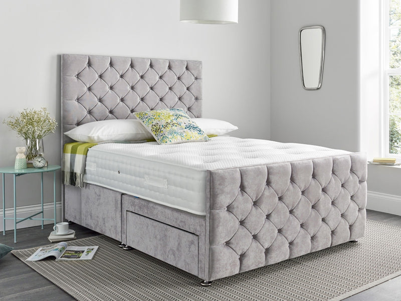 Chesterfield Silver Divan Bed