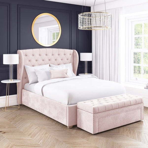 Winged Back Chesterfield Upholstered Bed