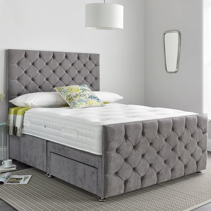 Chesterfield Silver Divan Bed